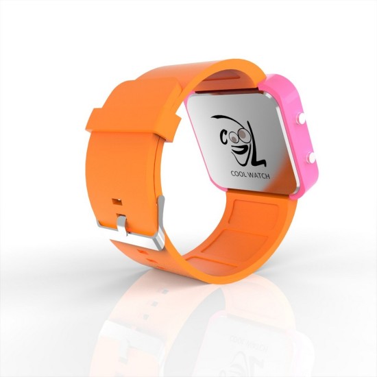 Cool Watch Saat - Pembe Led Kasa - Turuncu Kayış Unisex, Saat, Tasarım Saat, Farklı Saat