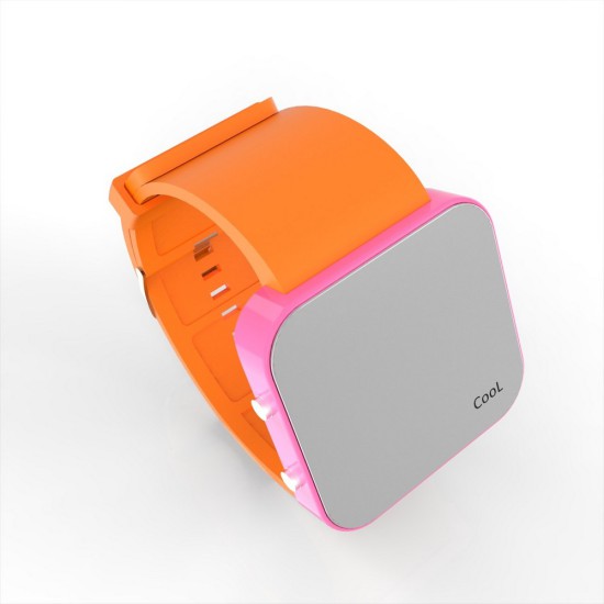 Cool Watch Saat - Pembe Led Kasa - Turuncu Kayış Unisex, Saat, Tasarım Saat, Farklı Saat