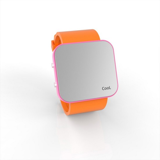 Cool Watch Saat - Pembe Led Kasa - Turuncu Kayış Unisex, Saat, Tasarım Saat, Farklı Saat