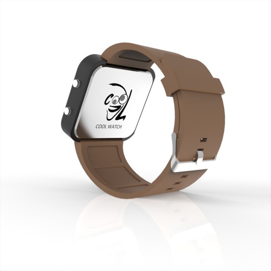 Cool Watch Saat - Siyah Led Kasa - Kahverengi Kayış Unisex, Saat, Tasarım Saat, Farklı Saat