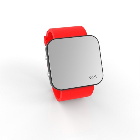 Cool Watch Saat - Siyah Led Kasa - Kırmızı Kayış Unisex, Saat, Tasarım Saat, Farklı Saat