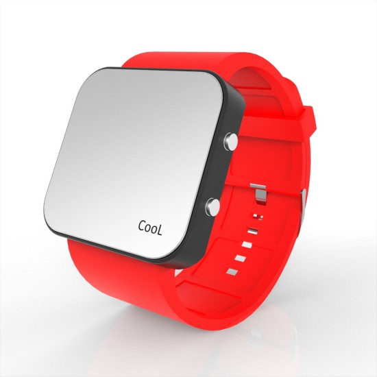 Cool Watch Saat - Siyah Led Kasa - Kırmızı Kayış Unisex, Saat, Tasarım Saat, Farklı Saat