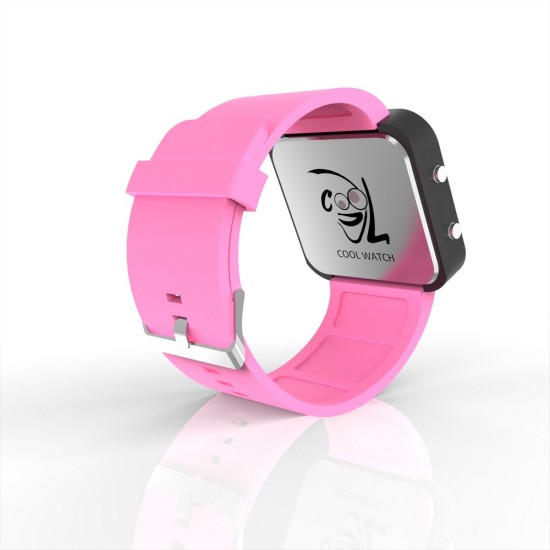 Cool Watch Saat - Siyah Led Kasa - Pembe Kayış Unisex, Saat, Tasarım Saat, Farklı Saat