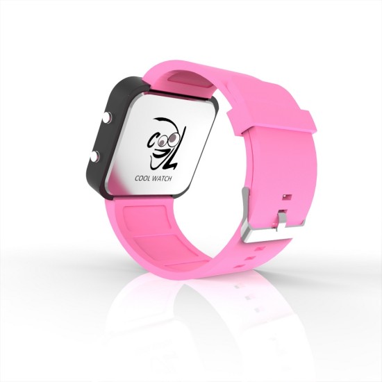 Cool Watch Saat - Siyah Led Kasa - Pembe Kayış Unisex, Saat, Tasarım Saat, Farklı Saat