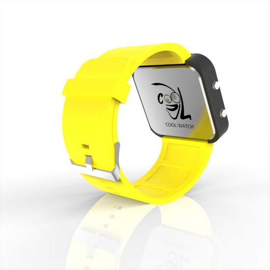 Cool Watch Saat - Siyah Led Kasa - Sarı Kayış Unisex, Saat, Tasarım Saat, Farklı Saat