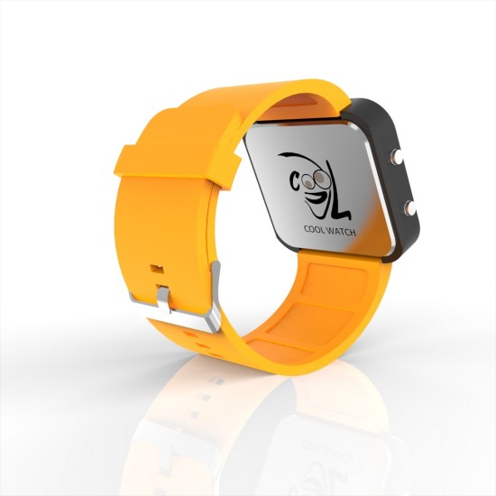 Cool Watch Saat - Siyah Led Kasa - Turuncu Kayış Unisex, Saat, Tasarım Saat, Farklı Saat