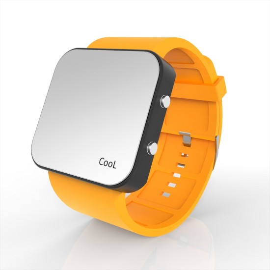 Cool Watch Saat - Siyah Led Kasa - Turuncu Kayış Unisex, Saat, Tasarım Saat, Farklı Saat