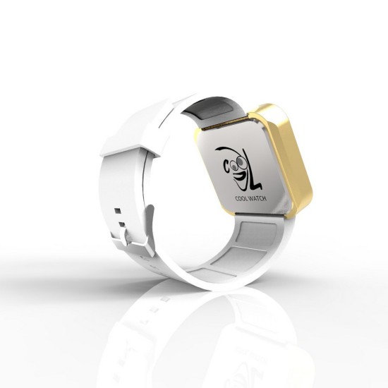 Cool Watch Saat - Gold Mat Dokunmatik Kasa - Beyaz Kayış Unisex, Saat, Tasarım Saat, Farklı Saat