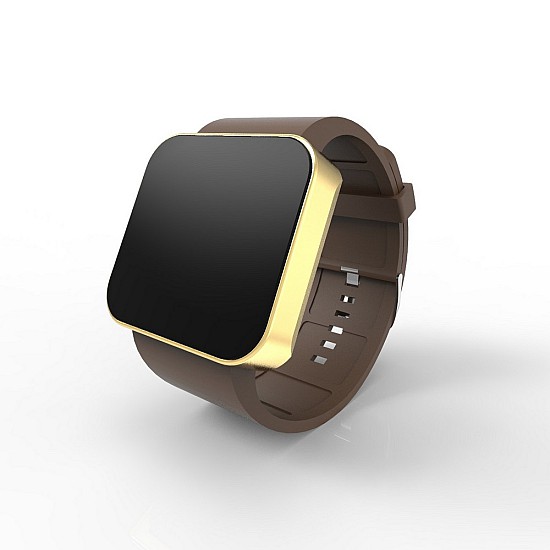 Cool Watch Saat - Gold Mat Dokunmatik Kasa - Kahverengi Kayış Unisex, Saat, Tasarım Saat, Farklı Saat