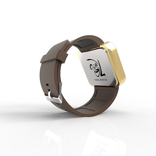 Cool Watch Saat - Gold Mat Dokunmatik Kasa - Kahverengi Kayış Unisex, Saat, Tasarım Saat, Farklı Saat