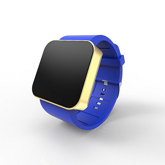 Cool Watch Saat - Gold Mat Dokunmatik Kasa - Mavi Kayış Unisex, Saat, Tasarım Saat, Farklı Saat