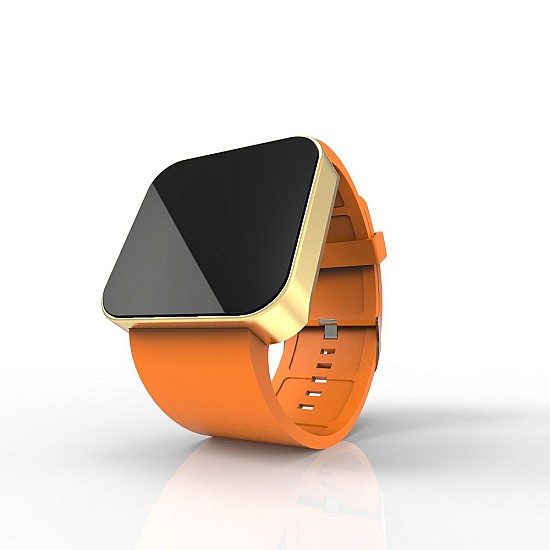 Cool Watch Saat - Gold Mat Dokunmatik Kasa - Turuncu Kayış Unisex, Saat, Tasarım Saat, Farklı Saat