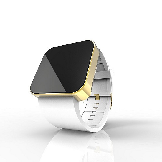 Cool Watch Saat - Gold Shiny Dokunmatik Kasa - Beyaz Kayış Unisex, Saat, Tasarım Saat, Farklı Saat