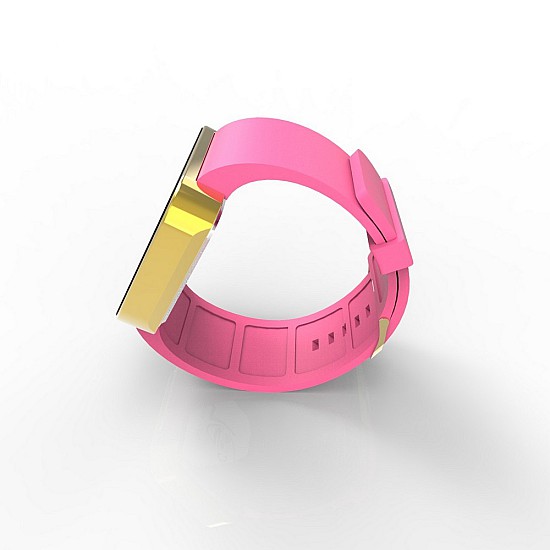 Cool Watch Saat - Gold Shiny Dokunmatik Kasa - Pembe Kayış Unisex, Saat, Tasarım Saat, Farklı Saat