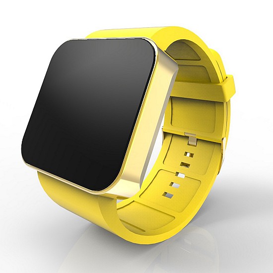 Cool Watch Saat - Gold Shiny Dokunmatik Kasa - Sarı Kayış Unisex, Saat, Tasarım Saat, Farklı Saat