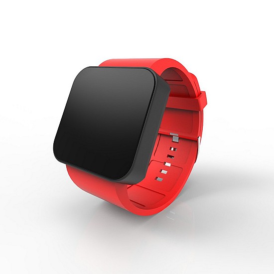 Cool Watch Saat - Siyah Mat Dokunmatik Kasa - Kırmızı Kayış Unisex, Saat, Tasarım Saat, Farklı Saat