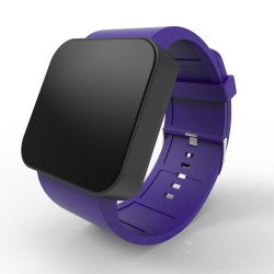 Cool Watch Saat - Siyah Mat Dokunmatik Kasa - Mor Kayış Unisex