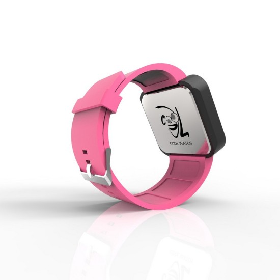 Cool Watch Saat - Siyah Mat Dokunmatik Kasa - Pembe Kayış Unisex, Saat, Tasarım Saat, Farklı Saat