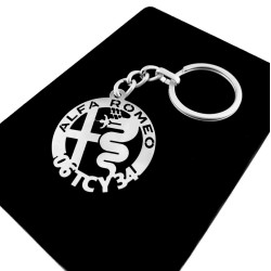 Kişiye Özel - Metal Alfa Romeo - Gümüş Anahtarlık Gerçek Gümüş Kaplama