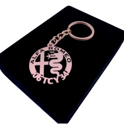 Kişiye Özel - Metal Alfa Romeo - Rose Plaka Anahtarlık Gerçek Altın Kaplama