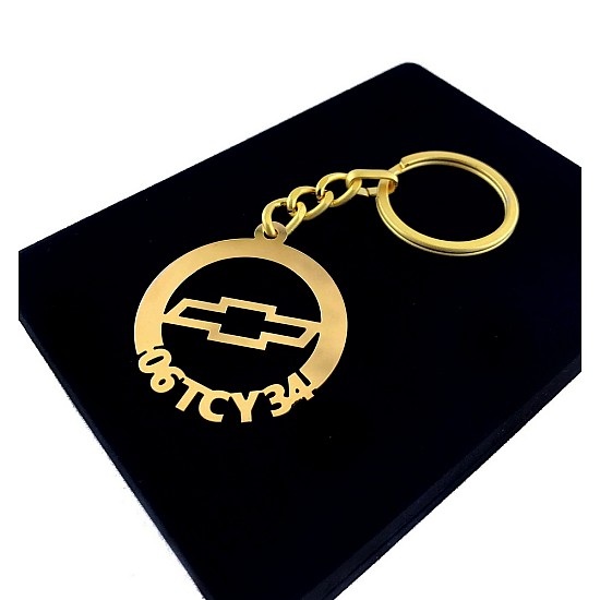 Kişiye Özel - Metal Chevrolet - Gold Plaka Anahtarlık Gerçek Altın Kaplama, Saat, Tasarım Saat, Farklı Saat