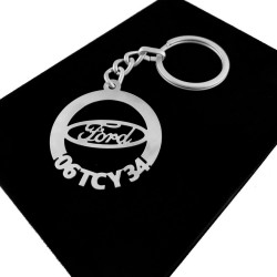 Kişiye Özel - Metal Ford - Gümüş Anahtarlık Gerçek Gümüş Kaplama