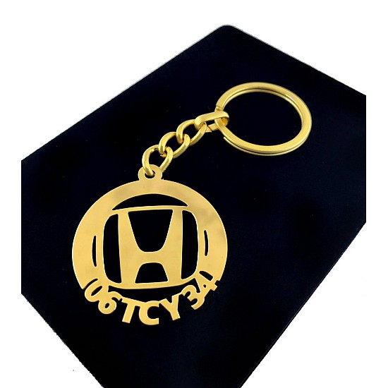 Kişiye Özel - Metal Honda - Gold Plaka Anahtarlık Gerçek Altın Kaplama, Saat, Tasarım Saat, Farklı Saat