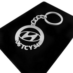 Kişiye Özel - Metal Hyundai - Gümüş Anahtarlık Gerçek Gümüş Kaplama