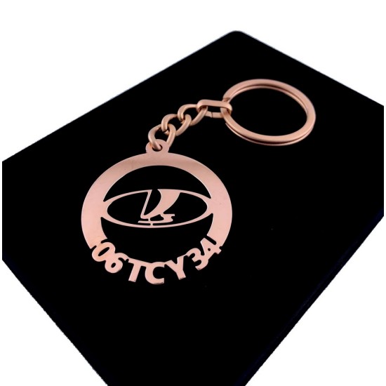Kişiye Özel - Metal Lada - Rose Plaka Anahtarlık Gerçek Altın Kaplama, Saat, Tasarım Saat, Farklı Saat