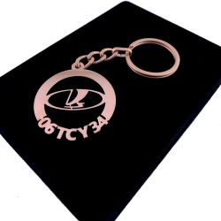 Kişiye Özel - Metal Lada - Rose Plaka Anahtarlık Gerçek Altın Kaplama