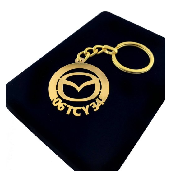 Kişiye Özel - Metal Mazda - Gold Plaka Anahtarlık Gerçek Altın Kaplama, Saat, Tasarım Saat, Farklı Saat