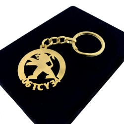 Kişiye Özel - Metal Peugeot - Gold Plaka Anahtarlık Gerçek Altın Kaplama