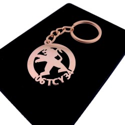Kişiye Özel - Metal Peugeot - Rose Plaka Anahtarlık Gerçek Altın Kaplama