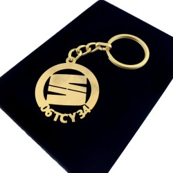 Kişiye Özel - Metal Seat - Gold Plaka Anahtarlık Gerçek Altın Kaplama