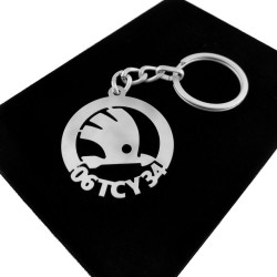 Kişiye Özel - Metal Skoda - Gümüş Anahtarlık Gerçek Gümüş Kaplama