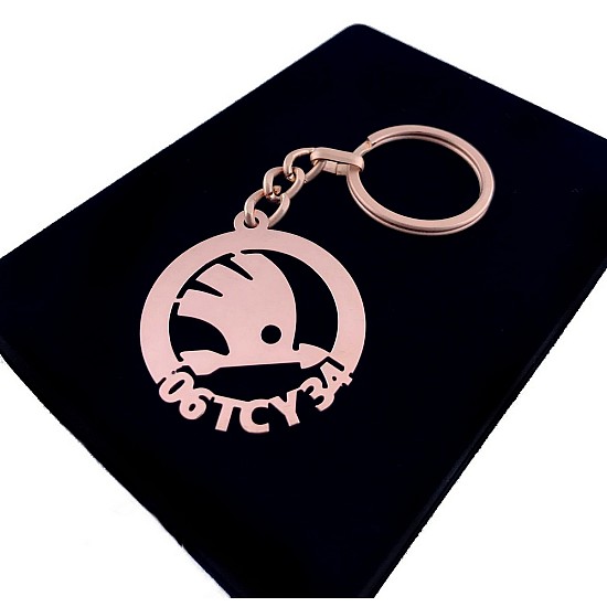 Kişiye Özel - Metal Skoda - Rose Plaka Anahtarlık Gerçek Altın Kaplama, Saat, Tasarım Saat, Farklı Saat