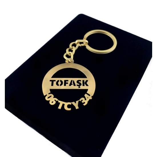 Kişiye Özel - Metal Tofaş - Gold Plaka Anahtarlık Gerçek Altın Kaplama, Saat, Tasarım Saat, Farklı Saat