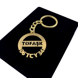 Kişiye Özel - Metal Tofaş - Gold Plaka Anahtarlık Gerçek Altın Kaplama