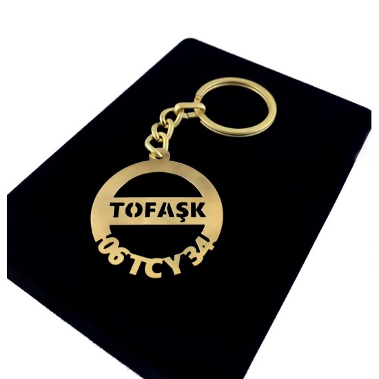 Kişiye Özel - Metal Tofaş - Gold Plaka Anahtarlık Gerçek Altın Kaplama, Saat, Tasarım Saat, Farklı Saat