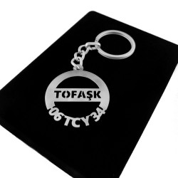 Kişiye Özel - Metal Tofaş - Gümüş Anahtarlık Gerçek Gümüş Kaplama