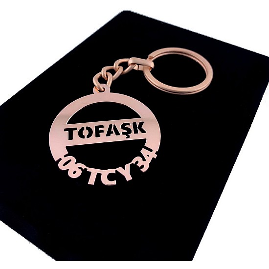 Kişiye Özel - Metal Tofaş - Rose Plaka Anahtarlık Gerçek Altın Kaplama, Saat, Tasarım Saat, Farklı Saat
