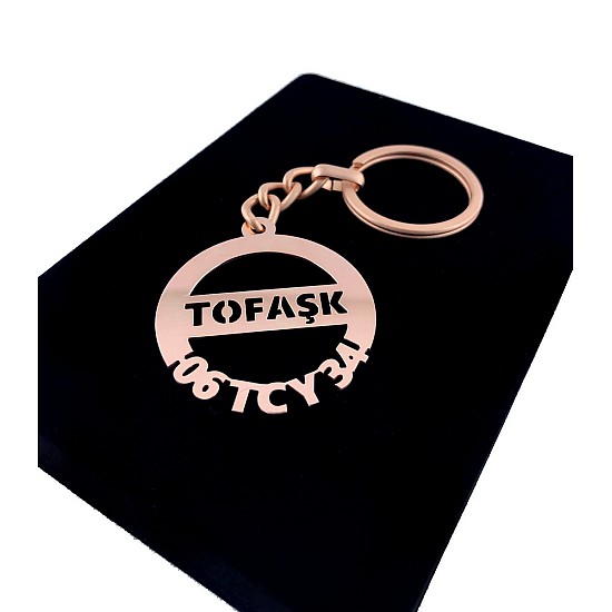 Kişiye Özel - Metal Tofaş - Rose Plaka Anahtarlık Gerçek Altın Kaplama, Saat, Tasarım Saat, Farklı Saat