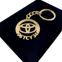 Kişiye Özel - Metal Toyota - Gold Plaka Anahtarlık Gerçek Altın Kaplama