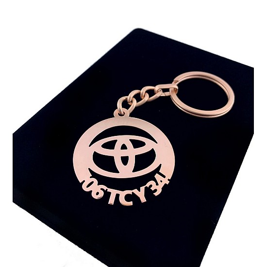 Kişiye Özel - Metal Toyota - Rose Plaka Anahtarlık Gerçek Altın Kaplama, Saat, Tasarım Saat, Farklı Saat