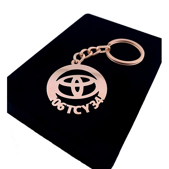 Kişiye Özel - Metal Toyota - Rose Plaka Anahtarlık Gerçek Altın Kaplama, Saat, Tasarım Saat, Farklı Saat