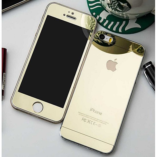 Kişiye Özel - İphone 4 - 4S - Gold Aynalı Cam Nano Telefon Kaplama, Saat, Tasarım Saat, Farklı Saat