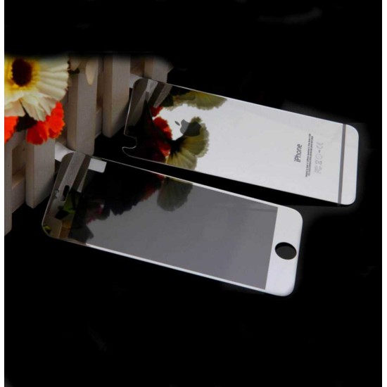 Kişiye Özel - İphone Plus 6 - Plus 6S - Silver Aynalı Cam Nano Telefon Kaplama, Saat, Tasarım Saat, Farklı Saat