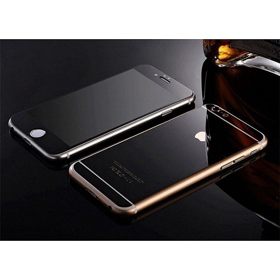 Kişiye Özel - İphone Plus 6 - Plus 6S - Siyah Aynalı Cam Nano Telefon Kaplama, Saat, Tasarım Saat, Farklı Saat