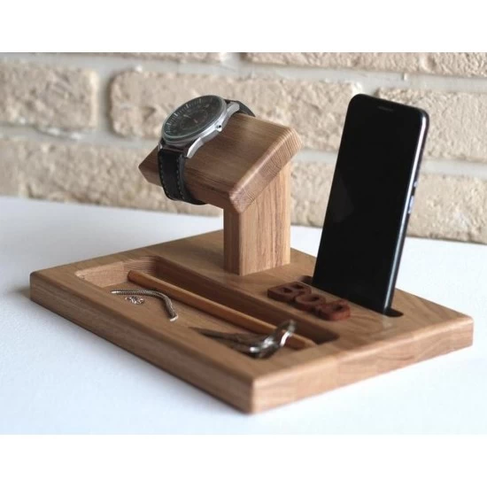Kişiye Özel - Ahşap Station Tasarım Aksesuar Standı , Saat, Tasarım Saat, Farklı Saat