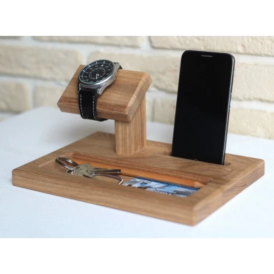 Kişiye Özel - Ahşap Station Tasarım Aksesuar Standı , Saat, Tasarım Saat, Farklı Saat